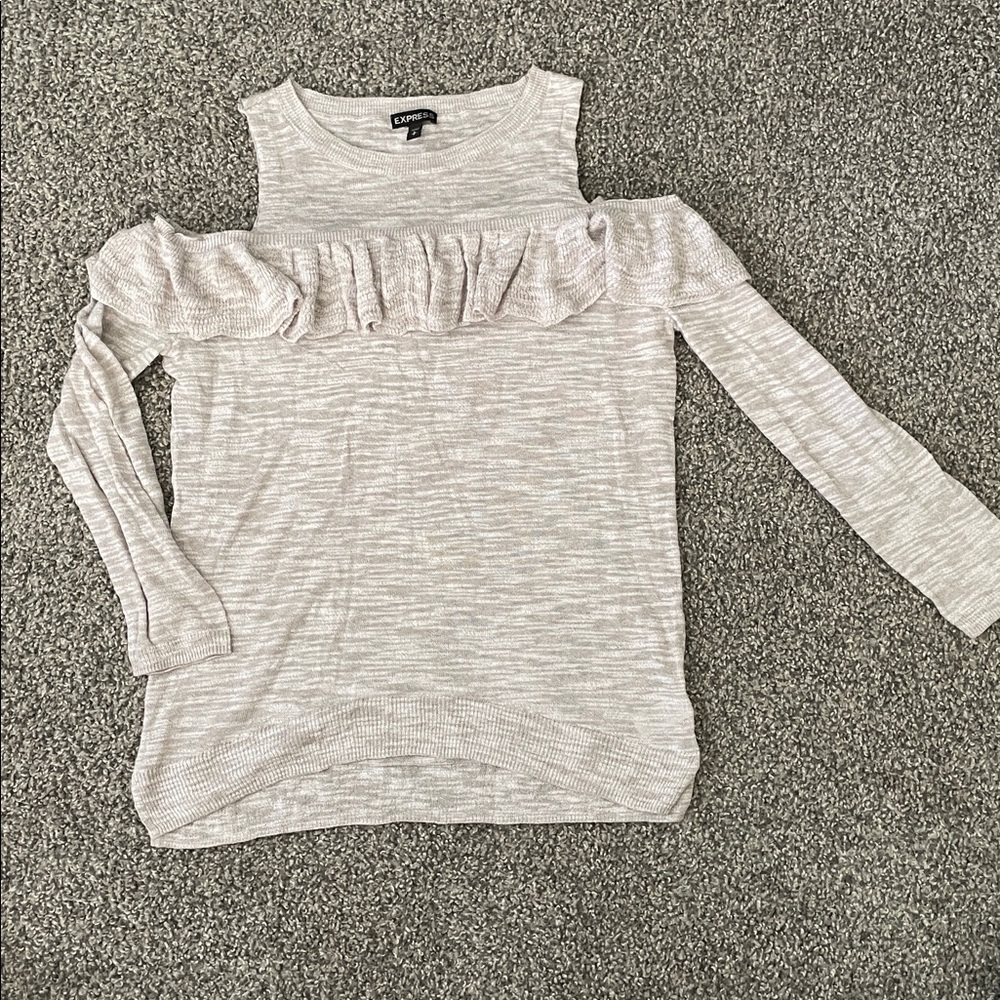 Express Ruffle Cold Shoulder Top